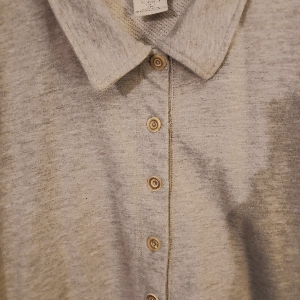 Women's Gray Button Front Blouse - Picture 4 of 5